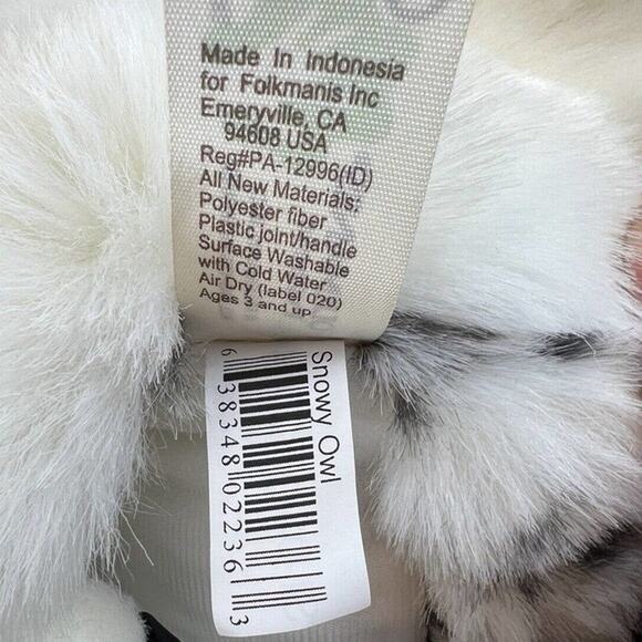 Folkmanis Snowy Owl Puppet Plush Toy Realistic Hand Puppet - Picture 7 of 8